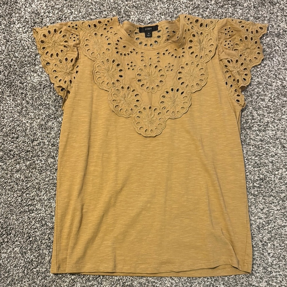 Women's Tan Eyelet Top